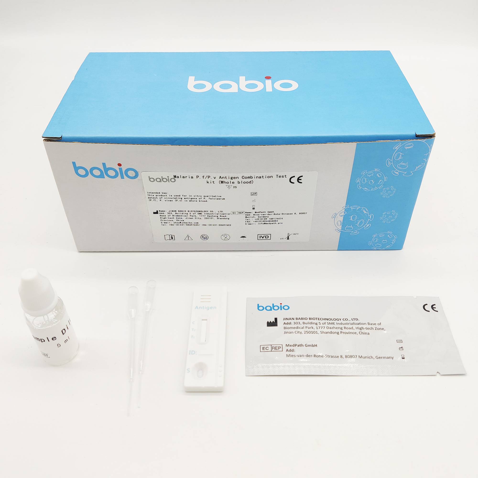 Kit per il test combinato dell'antigene della malaria P.f/P.v (sangue intero)